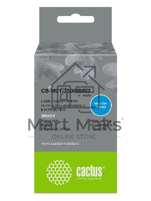 Картридж ленточный Cactus CS-M21-750595RD белый шрифт, красный фон (19.1 мм, 6.4 м) для Brady BMP21-PLUS, BMP21-LAB