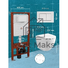 Комплект BAU 6 в 1: усиленная инсталляция BAU IDEAL, унитаз подвесной безободковый вихревой Bau Dream Hurricane3, сиденье микролифт, клавиша BAU Light антивандальная, нерж сталь брашированная