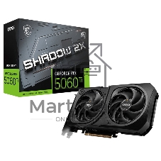 Видеокарта MSI RTX 5060 Ti 16G SHADOW 2X OC PLUS, NVIDIA RTX 5060 Ti, 16 ГБ GDDR7, 128 бит, PCI-e 5.0, 1xHDMI, 3xDP, 2617 МГц