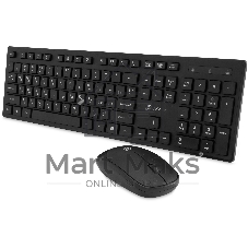 Комплект клавиатура+мышь Oklick S255W беспроводной, USB, 1200 DPI, чёрный