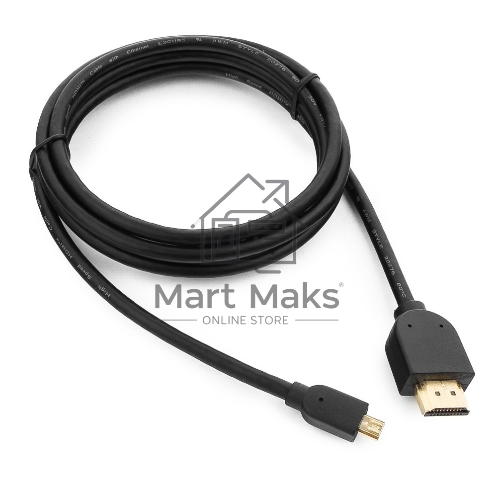 Кабель Cablexpert HDMI-micro HDMI CC-HDMID-6, 19M/19M, v2.0, медь, позол.разъемы, экран, 1.8м, черный, пакет