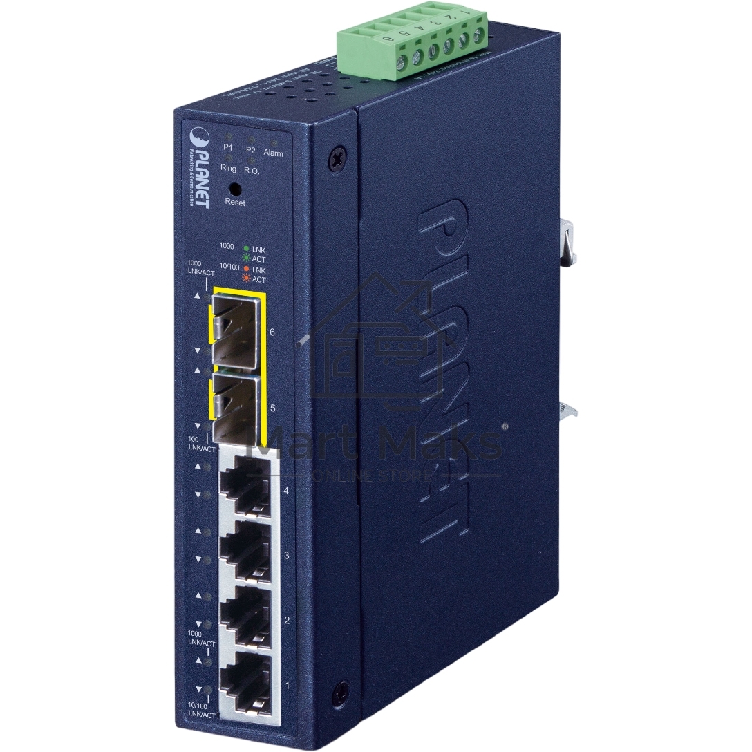 Коммутатор Planet IGS-4215-4T2S IP30 Industrial L2/L4 4-Port 10/100/1000T + 2-Port 100/1000X SFP Managed Switch (-40~75 degrees C, dual redundant power input on 9~48VDC/24VAC terminal block, supports ERPS Ring, CloudViewer app, MQTT and Cybersecurity feature)