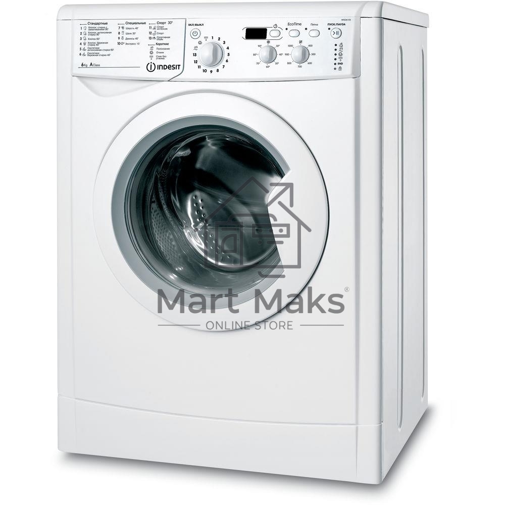 Стиральная машина Indesit IWSD 6105 B (CIS).L белая, загрузка фронтальная 6кг, 1000 об/мин., класс: A