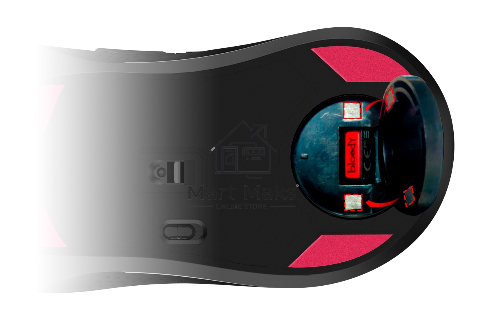 Мышь беспроводная A4Tech Bloody R90 Plus черный, 5000 dpi, радиоканал, USB, кнопки - 8