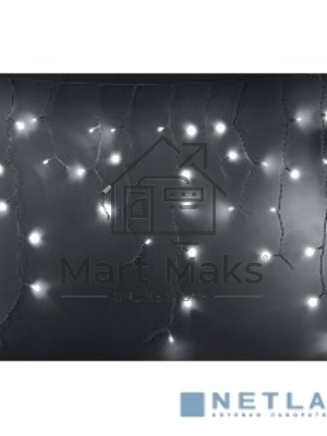 Гирлянда Neon-night Айсикл (бахрома) светодиодный, 2,4 х 0,6 м, белый провод, 230 В, диоды белые, 76 LED