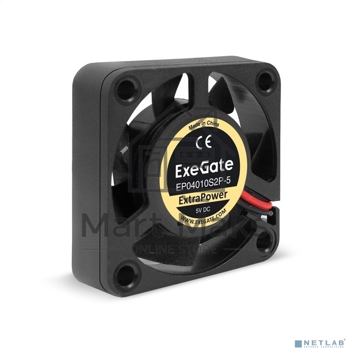 Вентилятор для корпуса ExeGate ExtraPower EP04010S2P-5 черный, 40 мм, 7500 об/мин, 35 дБ, 2 pin