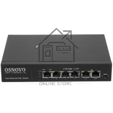 Коммутатор Osnovo SW-20600/D удлинитель FE на 6 портов с питанием по PoE, 4 *10/100 Base-T PoE, 1 *10/100 Base-T Uplink с поддержкой питания по PoE (до 90W), 1 *10/100 Base-T Uplink, PoE на порт - до 30W, суммарно до до 87W