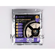 Светодиодная лента Ambrella light GS3602 2835 204Led/ 20W m/ 24V IP20 4500K/ 5000*14*1.2mm (2 конт.)