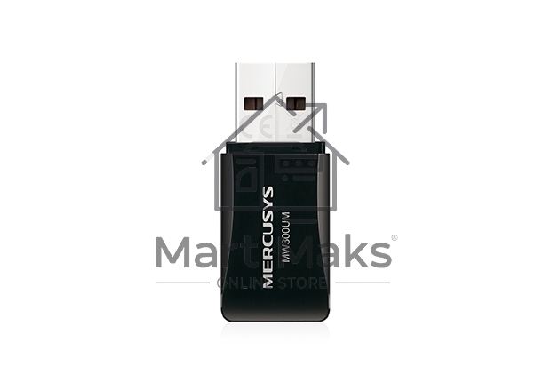 Сетевой адаптер USB2.0 адаптер Mercusys MW300UM, 300Мбит/с, компактный