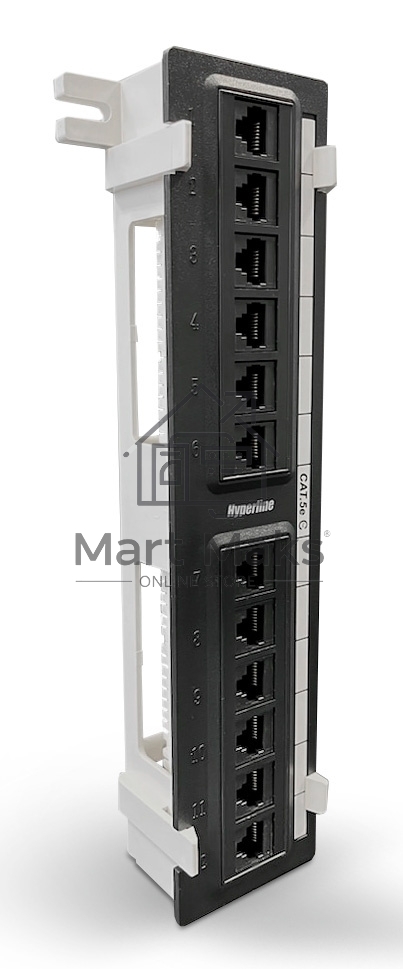 Монтажное оборудование Hyperline PPW-12-8P8C-C5e Патч-панель настенная, 12 портов RJ-45(8P8C), категория 5е, с подставкой