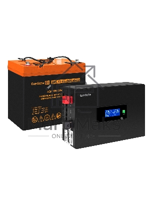 Комплект источника бесперебойного питания Exegate EX295993RUS + батарея 55Aч EX285652RUS 1шт (инвертор, синус, для котла, PF=1, настенный) ExeGate IdealSine SR-1000.LCD.2SH  1000VA/1000W, чистая синусоида, цветной LCD-дисплей, 2*Schuko, крепление настенно