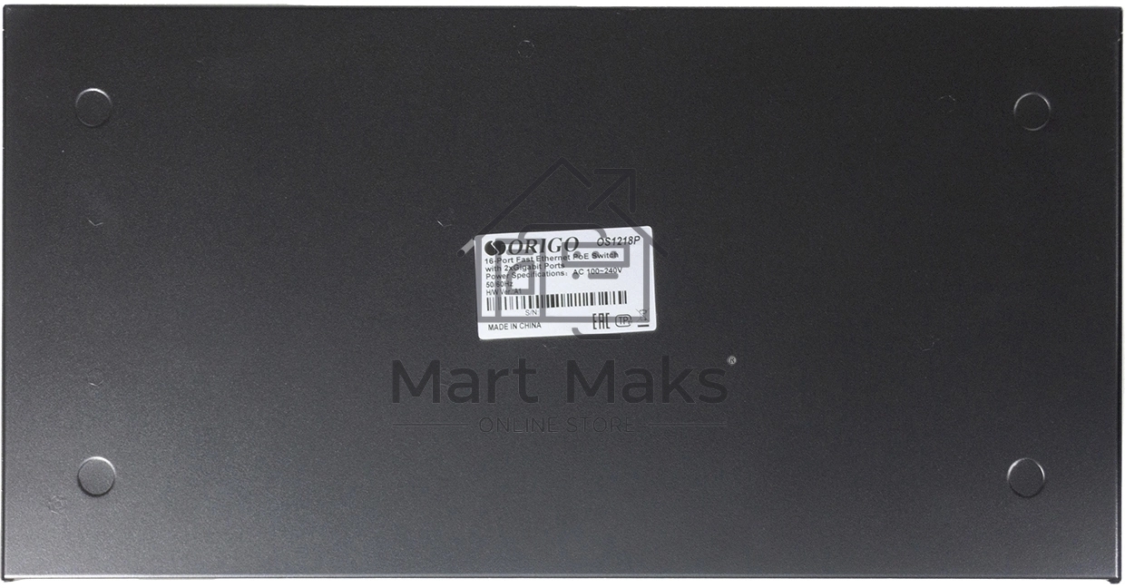Неуправляемый PoE-коммутатор ORIGO OS1218P/190W/A1A 16x100Base-TX PoE+, 2x1000Base-T, PoE-бюджет 190 Вт, корпус металл