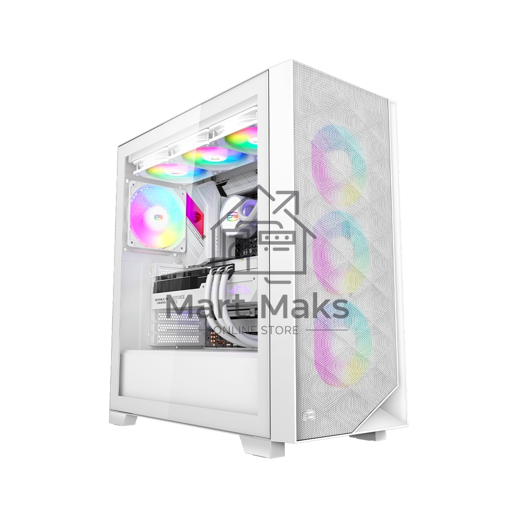 Компьютерный корпус PCCooler C3D510 WH ARGb, Tempered Glass Full Tower, White, TG, 0.7 SPCC, 3x120мм ARGb E-ATX, ATX, mATX, mITX 170/390/410мм 2x2.5