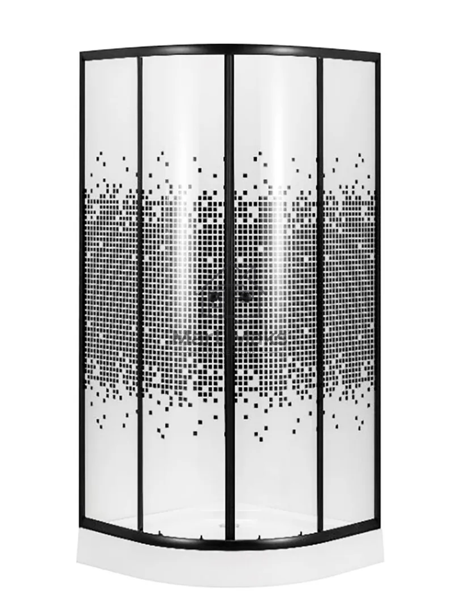 Душевой уголок BAU Dream с поддоном 90x90х195, прозрачное закаленное стекло с черной мозаикой 5 мм,