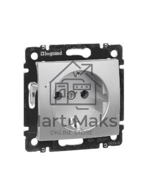 Розетка электрическая Legrand 770120 Valena с заземлением (алюминий)