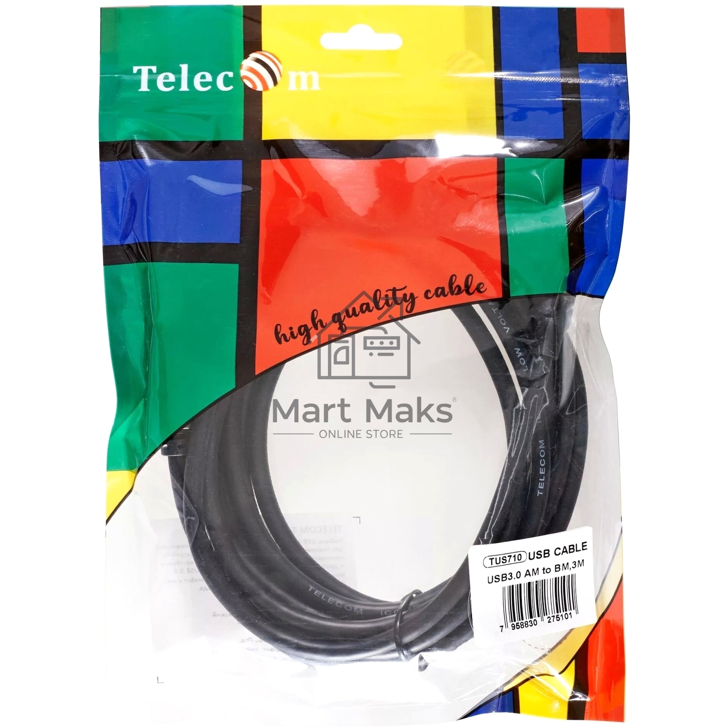 Кабель соединительный Telecom TUS710-3M USB3.0 Am/Bm 1,8m