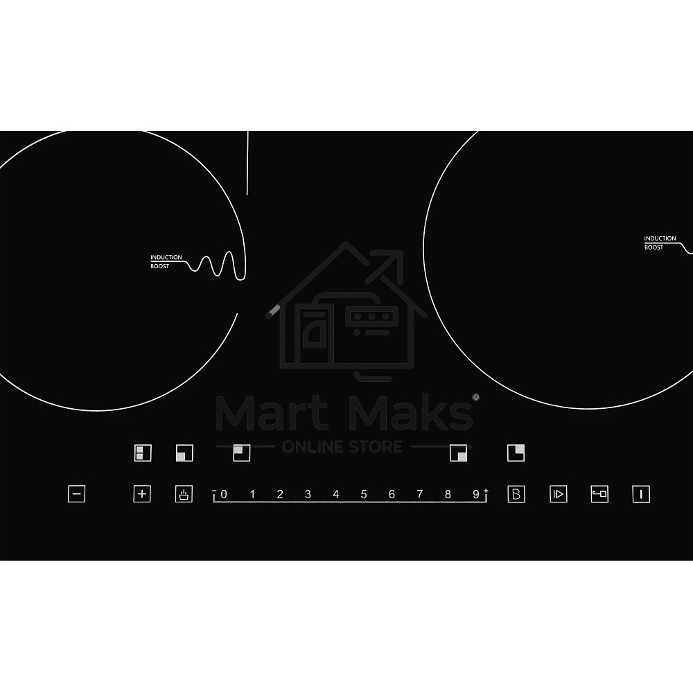 Встраиваемая индукционная варочная панель MONSHER MHI 6112, стеклокерамика KANGER, ширина 60 см, 4 индукционные зоны нагрева: Передняя левая: 1,6 кВт/Booster 1,8 кВт, Передняя правая: 1,8 кВт/Booster 2 кВт, Задняя левая: 1,6 кВт/Booster 1,8 кВт, Задняя пр
