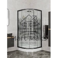 Душевой уголок BAU Dream с поддоном 90x90х195, прозрачное закаленное стекло с черной мозаикой 5 мм,