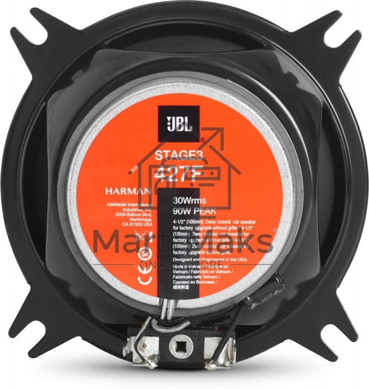 Колонки автомобильные JBL Stage 427F (без решетки) 90Вт 90дБ 3Ом 10 см (4 дюйм) (ком.: 2 кол.) коаксиальные двухполосные