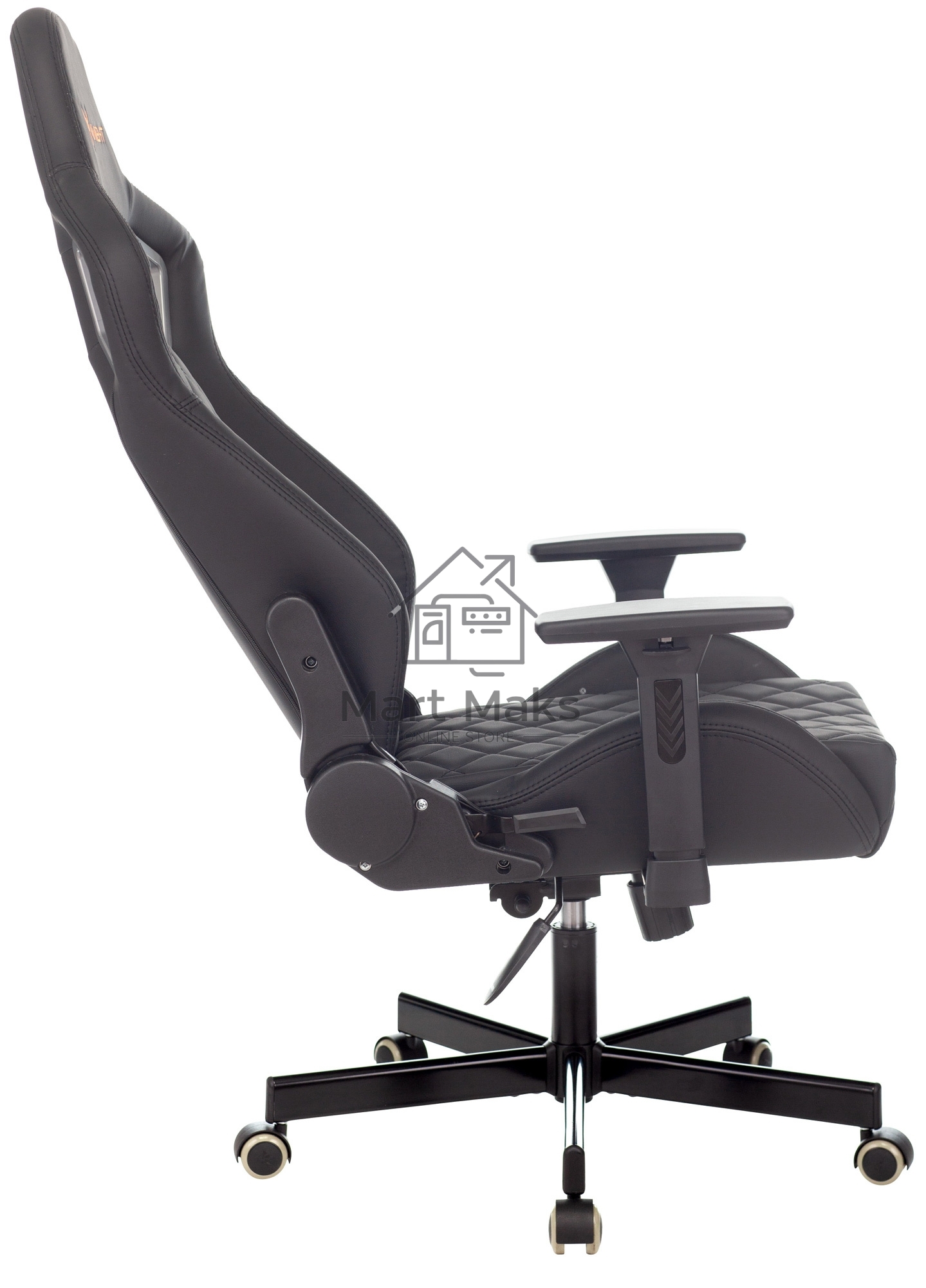 Кресло игровое Knight OUTRIDER черный, ромбик, эко.кожа, с подголов. крестовина металл