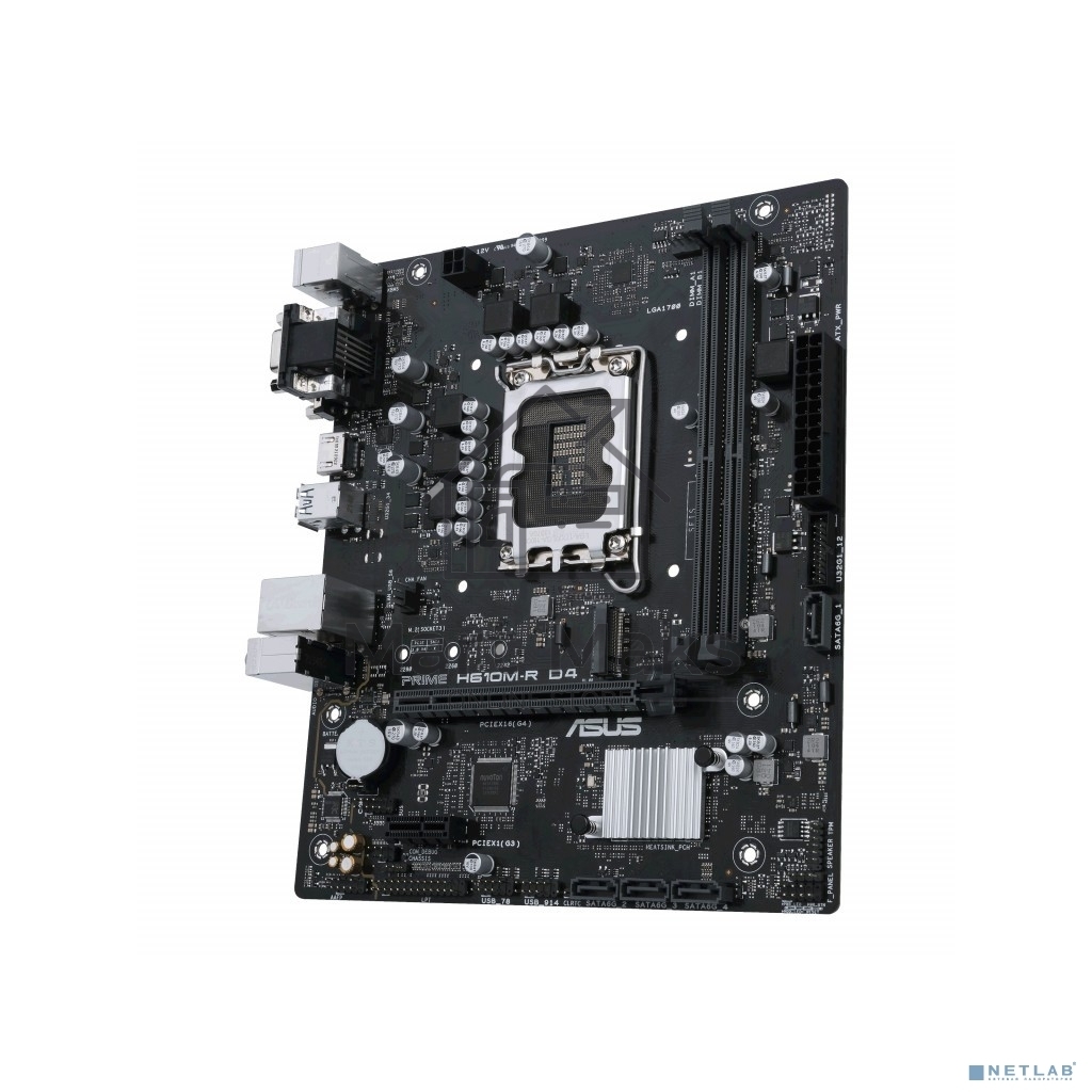 Материнская плата ASUS PRIME H610M-R D4-SI, LGA 1700, Intel H610, 2xDDR4, 4xSATA, 1xM.2 PCIe 3.0 x4, 1xPCIe 4.0 x16, 1xPCIe x1, 1xHDMI, 1xDVI, 1xVGA, 2xUSB-A 2.0, 2xUSB-A 3.2 Gen 1, 1x 1Gb LAN, 3x3.5 мм, 7.1, mATX
