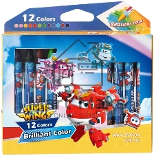 Восковые мелки Deli EC21000 Super Wings 12 цветов, картонная коробка с европодвесом