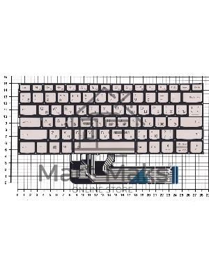 Клавиатура для ноутбука Lenovo Yoga 530-14IKB серебристая с подсветкой