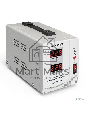 Стабилизатор напряжения ExeGate Expert AS-1000 (1000ВА, вход 140...260В, выход 220В±8%, КПД 98%, 5 уровней защиты, задержка, евророзетка, RTL)