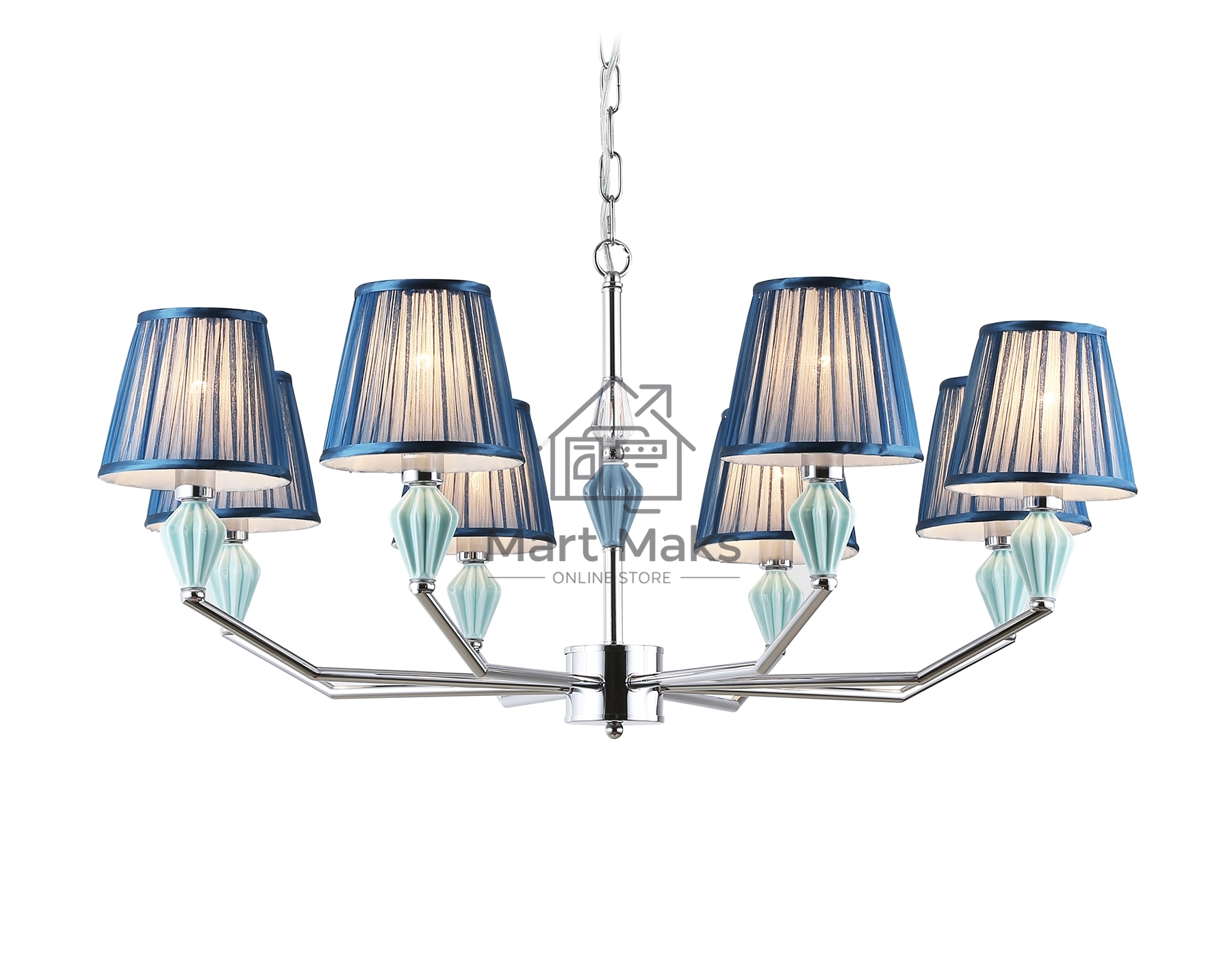 Люстра Ambrella light LH75063/8 CH/DB хром/темно синий E14/8 max 40W D870*810