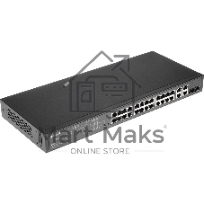 Коммутатор сетевой JetStream 24-port 10/100Mbps + 4-port Gigabit L2 Smart Switch with 24-port PoE+, PoE budget up to 250W, support PoE power management, with abundant L2 features,1U rack mountable, full managed via web UI/CLI/SSH/Telnet/SNMP