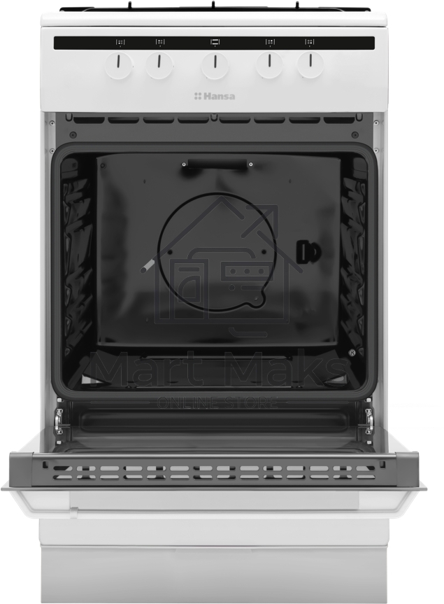 Плита газовая Hansa FCGW51003 белый, конфорок 4 шт, духовка 56 л, 50 см x 85 см x 60 см