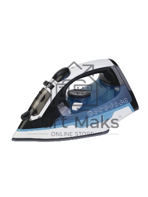 Утюг беспроводной Galaxy GL 6151, белый с голубым, паровой, 2200 Вт, функции: автоотключение, самоочистка, антикапля, антинакипь, функция увлажнения, вертикальное отпаривание, индикатор нагрева, защита от перегрева, резервуар для воды 320 мл, керамическое