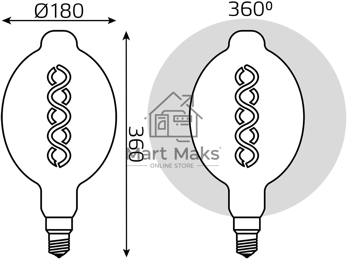 Лампа филам. Gauss Filament Vintage 8Вт цок.:E27 шар 220B 2400K св.свеч.бел.теп. (упак.:1шт) (152802008)