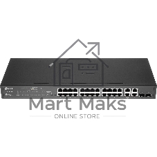 Коммутатор сетевой JetStream 24-port 10/100Mbps + 4-port Gigabit L2 Smart Switch with 24-port PoE+, PoE budget up to 250W, support PoE power management, with abundant L2 features,1U rack mountable, full managed via web UI/CLI/SSH/Telnet/SNMP