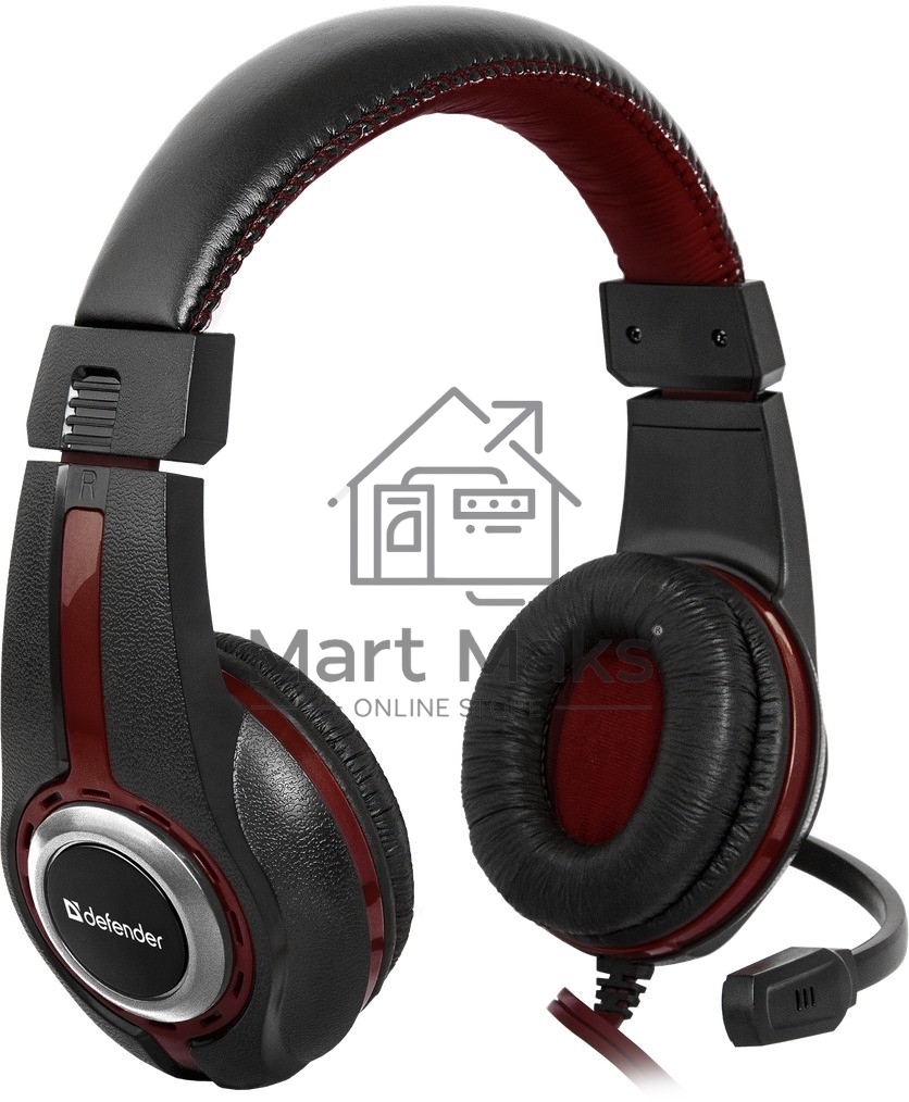 Наушники DEFENDER Warhead G-185 черный + красный, кабель 2 м 