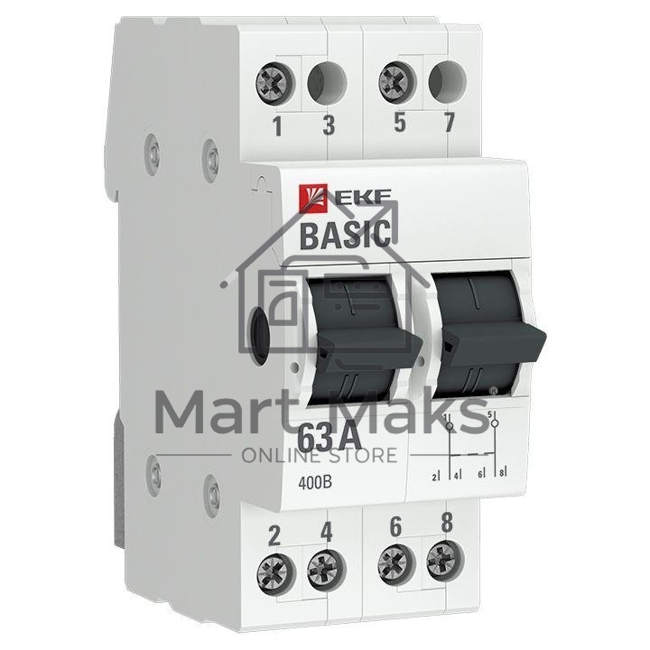Переключатель трехпозиционный 2п 63А Basic EKF tps-2-63