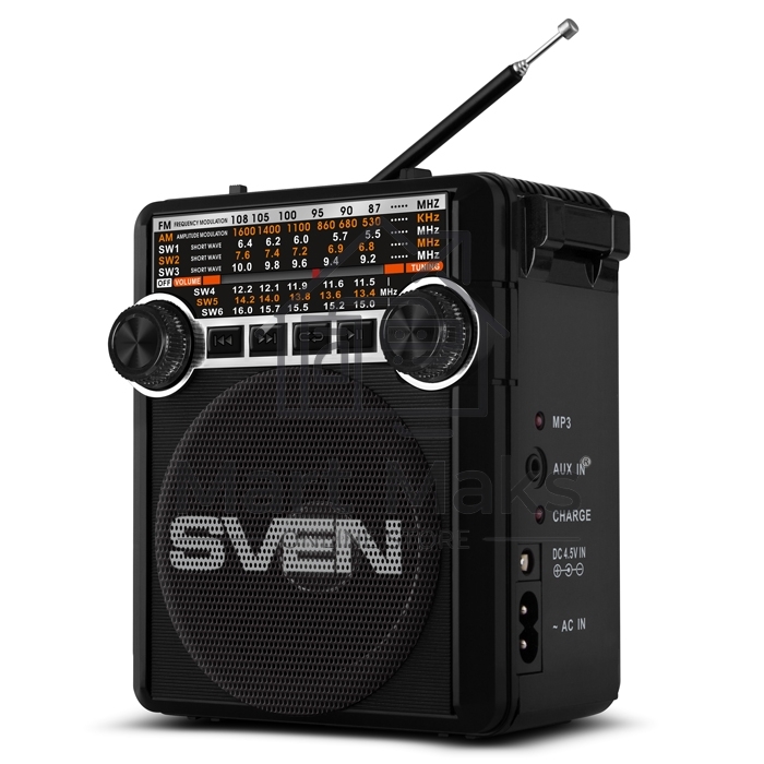 Радиоприемник АС SVEN SRP-355, черный (3 Вт, FM/AM/SW, USB, SD/microSD, фонарь, встроенный аккумулятор) АС SVEN SRP-355, черный (3 Вт, FM/AM/SW, USB, SD/microSD, фонарь, встроенный аккумулятор)