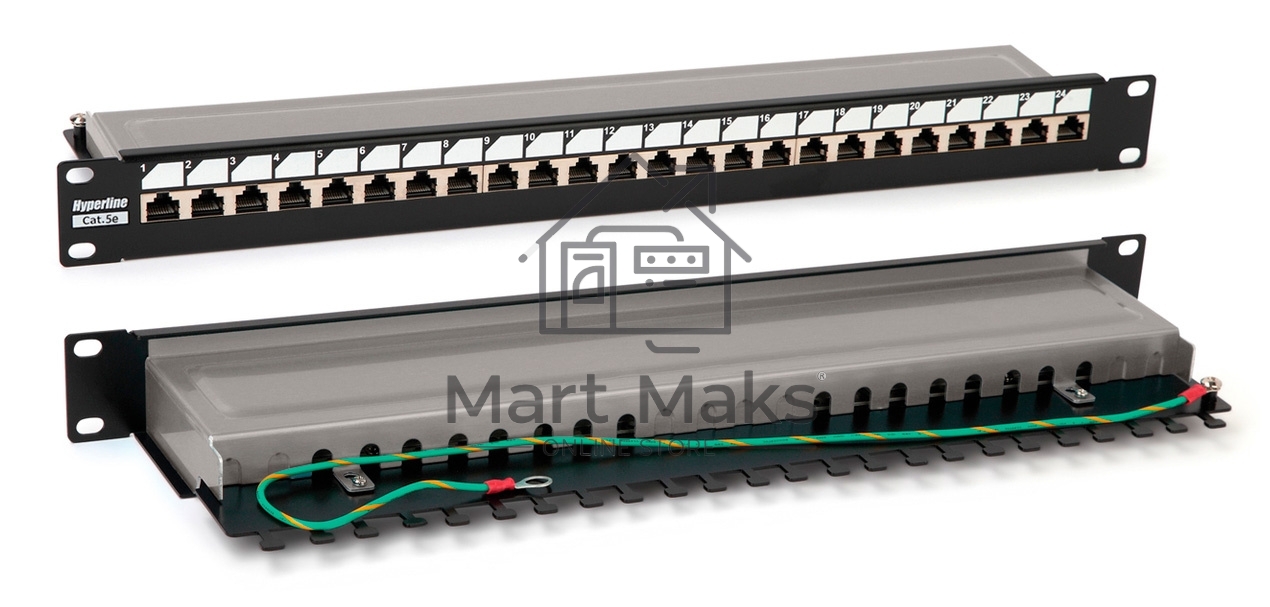 Патч-панель 19дюйм PP3-19-24-8P8C-C5E-SH-110D 1U 24 порта RJ45 полн. экран. кат.5e Dual IDC ROHS черный Hyperline 246037