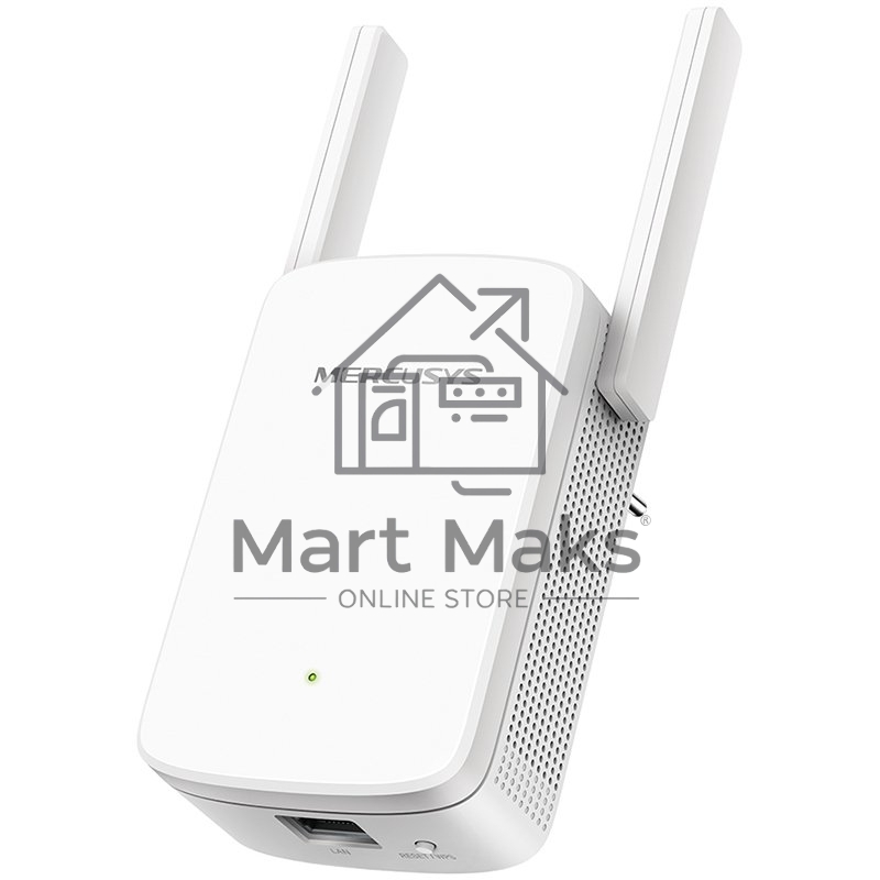 Усилитель сигнала Mercusys ME30 AC1200 Wi-Fi Range Extender, 300 Mbps at 2.4 GHz + 867 Mbps at 5 GHz, 1 x 10/100 LAN, 2× Fixed External Antennas, Wall Plugged, WPS/Reset Button, Signal Indicator, Range Extender/Access Point mode, Adaptive Path Selection