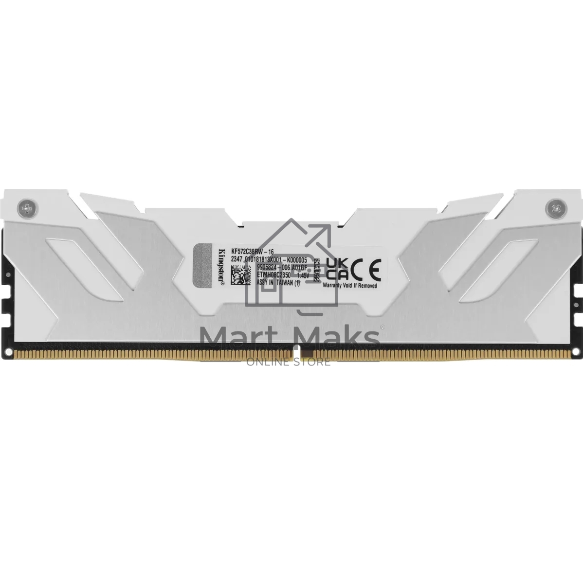 Оперативная память Kingston Fury Beast, DDR5, 16GB (1x16GB), 7200MHz, CL38, DIMM, с радиатором, белый