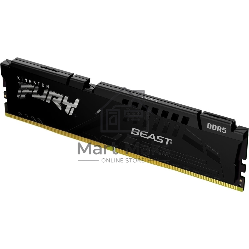 Оперативная память Kingston Fury Beast Black AMD, DDR5, 16GB (1x16 GB), 5200 MHz, CL36, радиатор, черный