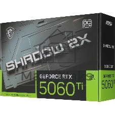 Видеокарта MSI RTX 5060 Ti 16G SHADOW 2X OC PLUS, NVIDIA RTX 5060 Ti, 16 ГБ GDDR7, 128 бит, PCI-e 5.0, 1xHDMI, 3xDP, 2617 МГц