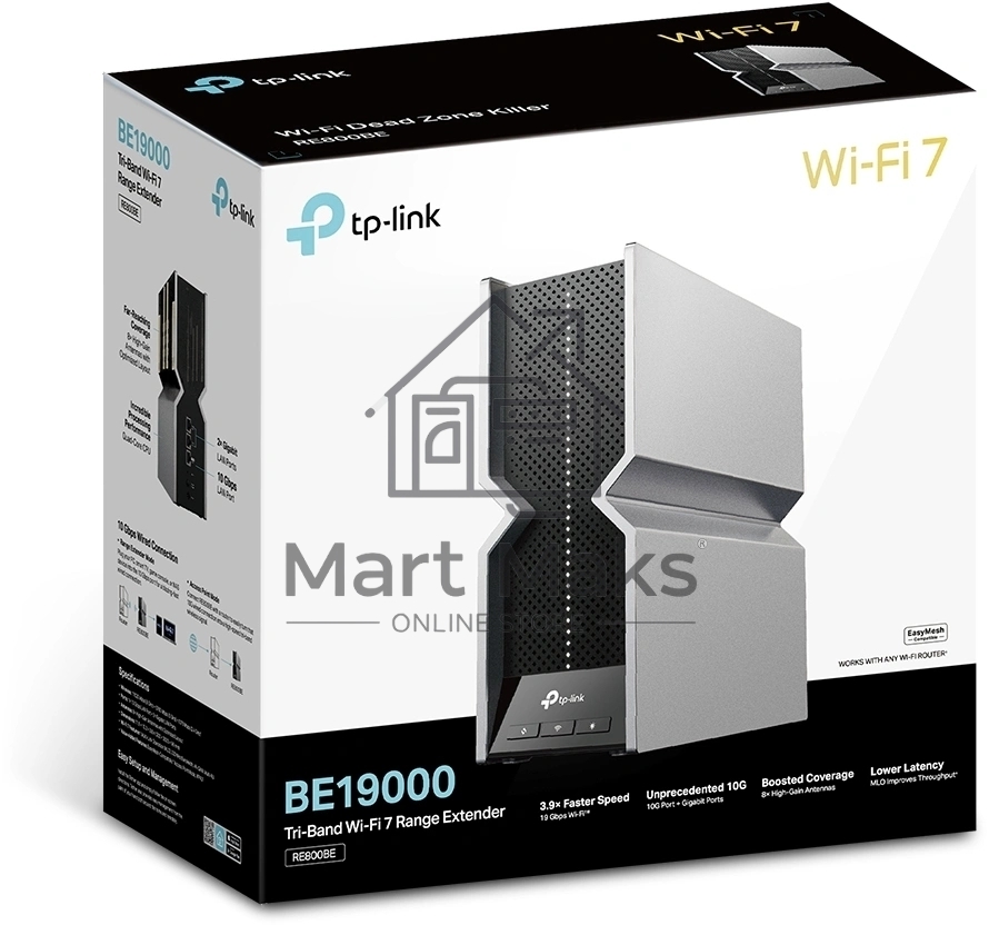 Повторитель беспроводного сигнала TP-Link RE800BE BE19000 Wi-Fi черный
