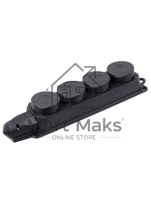 Розетка (колодка) 4-м Омега РБ34-1-0м с защ. крышкой IP44 каучук ИЭК PKR64-016-2-K02