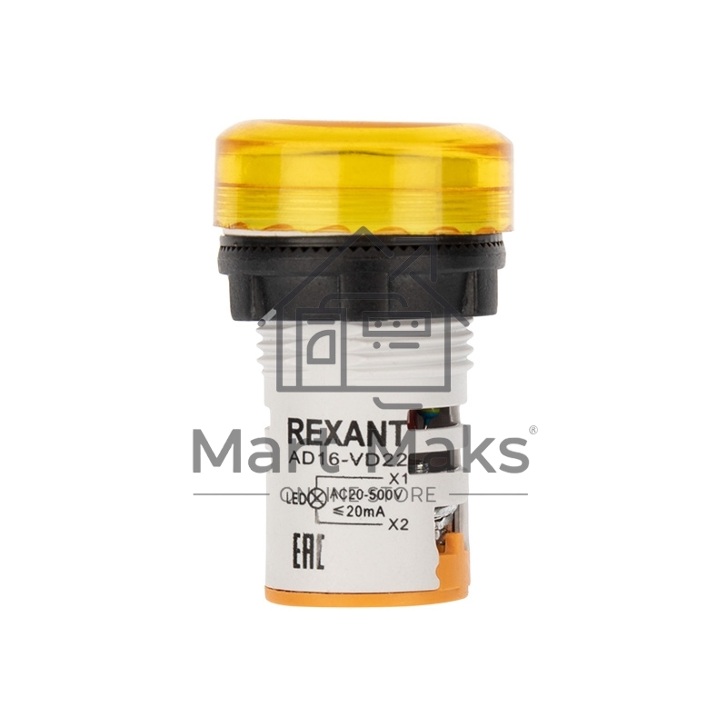 Индикатор значения напряжения желтый VD22 70-500 В Rexant