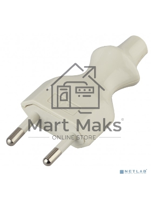 Вилка б/з 10A прямой ввод белая ЭРА (10/200/8400)