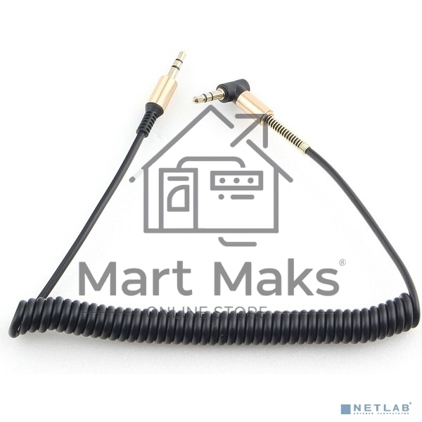 Кабель Cablexpert  аудио 90˚ спиральный CCAB-02-35MMLC-1.8MB. 3.5 Jack (M)/3.5 Jack (M), черный, 1.8м, блистер