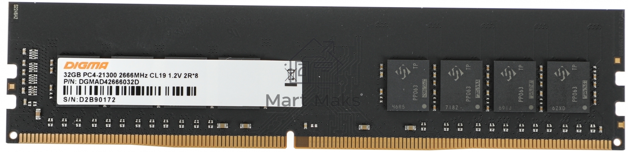 Оперативная память Digma, DDR4, 32GB (1x32 GB), 2666 MHz, CL19, DIMM