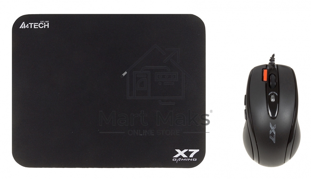 Мышь проводная + коврик A4Tech X-7120 черный, 2000 dpi, USB, кнопки - 7