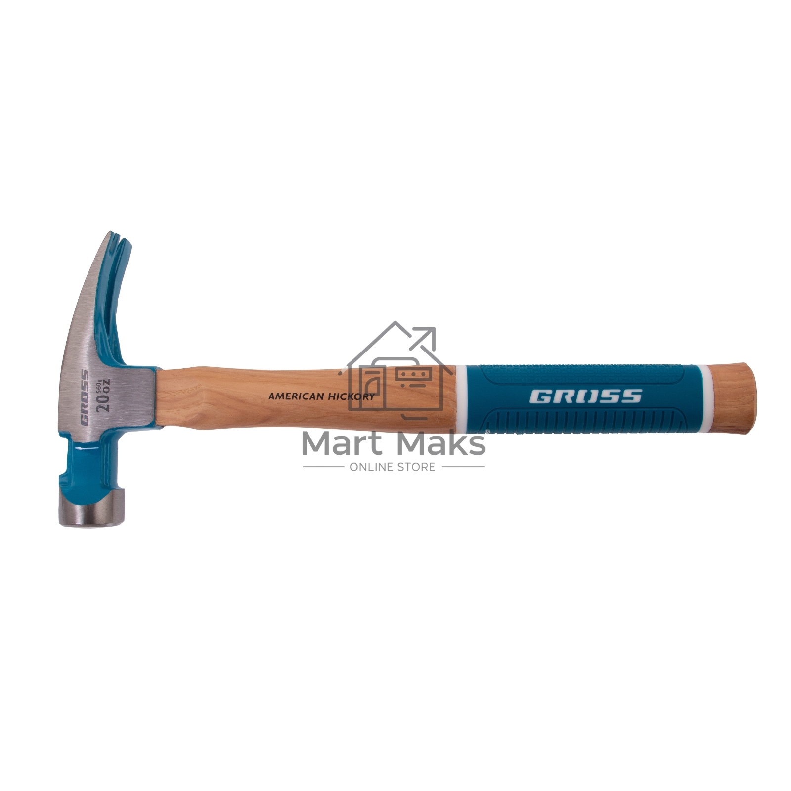 Молоток-гвоздодер,560 г, угол 75, магнит, обрезиненная рукоятка AMERICAN HICKORY GROSS